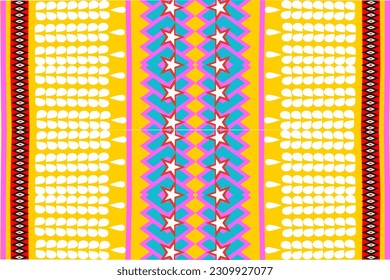 Ikat tribal Indian seamless pattern. Ethnic Aztec fabric carpet mandala ornament native boho chevron textile.Geometric African American oriental tranditional vector illustrations. Embroidery style. An