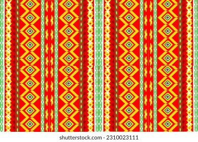 Ikat tribal Indian seamless pattern. Ethnic Aztec fabric carpet mandala ornament native boho chevron textile.Geometric African American oriental tranditional vector illustrations. Embroidery style. An
