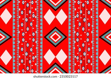 Patrón indio sin fisuras de la tribu Ikat. Alfombra de tela azteca étnica mandala adorno nado boho chevron nativo textil.Geométricas ilustraciones de vector oriental oriental de afroamericanos transdérmicos. Estilo bordado. An