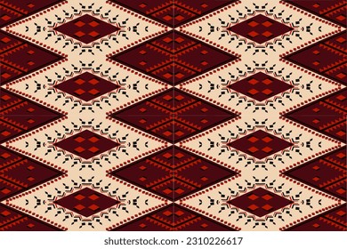 Ikat tribal Indian seamless pattern. Ethnic Aztec fabric carpet mandala ornament native boho chevron textile.Geometric African American oriental tranditional vector illustrations. Embroidery style. An