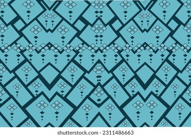 Ikat tribal Indian seamless pattern. Ethnic Aztec fabric carpet mandala ornament native boho chevron textile.Geometric African American oriental tranditional vector illustrations. Embroidery style. An