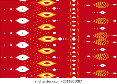 Ikat tribal Indian seamless pattern. Ethnic Aztec fabric carpet mandala ornament native boho chevron textile.Geometric African American oriental tranditional vector illustrations. Embroidery style. An