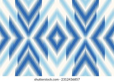 Ikat tribal Indian seamless pattern ethnic aztec fabric carpet mandala ornament native boho motif tribal textile geometric african american oriental tranditional vector illustrations embroidery styles