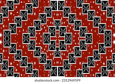 Ikat tribal Indian seamless pattern. Ethnic Aztec fabric carpet mandala ornament native boho chevron textile.Geometric African American oriental tranditional vector illustrations. Embroidery style. An