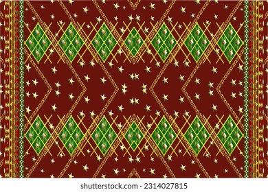 Ikat tribal Indian seamless pattern. Ethnic Aztec fabric carpet mandala ornament native boho chevron textile.Geometric African American oriental tranditional vector illustrations. Embroidery style. An