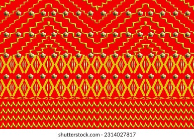 Ikat-Stammes-Indisches nahtloses Muster. Ethnische Azteken-Stoffteppich Mandala Ornament native boho chevron Textilien.Geometrische afrikanische orientalische tranditionale Vektorgrafiken. Stickereistil. Ein