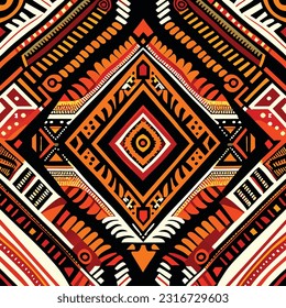 Ikat tribal Indian seamless pattern. Ethnic Aztec fabric carpet mandala ornament native boho chevron textile.Geometric African American oriental tranditional vector illustrations. Embroidery style.