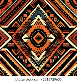 Ikat tribal Indian seamless pattern. Ethnic Aztec fabric carpet mandala ornament native boho chevron textile.Geometric African American oriental tranditional vector illustrations. Embroidery style.
