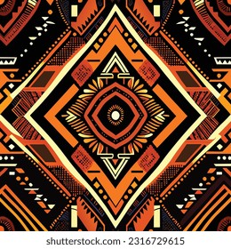 Patrón indio sin fisuras de la tribu Ikat. Alfombra de tela azteca étnica mandala adorno nado boho chevron nativo textil.Geométricas ilustraciones de vector oriental oriental de afroamericanos transdérmicos. Estilo bordado.