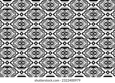 Ikat tribal Indian seamless pattern ethnic aztec fabric carpet mandala ornament native boho motif tribal textile geometric african american oriental traditional vector illustrations embroidery styles.