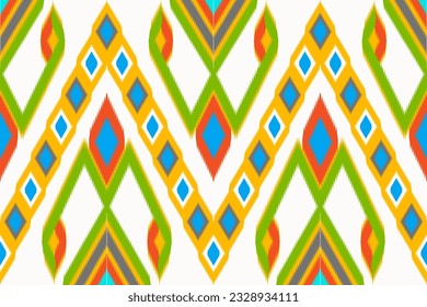 Ikat tribal Indian seamless pattern ethnic aztec fabric carpet mandala ornament native boho motif tribal textile geometric african american oriental traditional vector illustrations embroidery styles.
