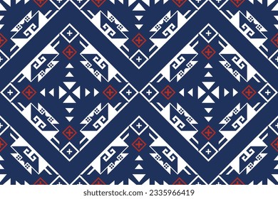 Ikat tribal Indian seamless pattern ethnic aztec fabric carpet mandala ornament native boho motif tribal textile geometric african american oriental traditional vector illustrations embroidery styles.