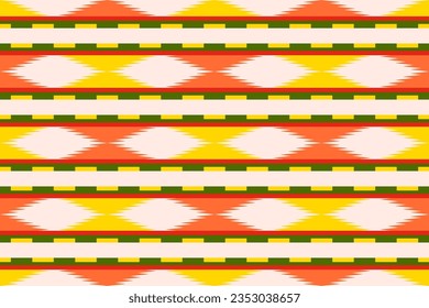 Ikat tribal patrón indio sin costuras alfombra de tela azteca étnica mandala adorno boho motif tribal textil geométrico africano americano oriental ilustraciones vectoriales tradicionales estilo bordado.