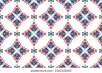 Ikat tribal Indian seamless pattern. Ethnic Aztec fabric carpet mandala ornament native boho chevron textile.Geometric African American oriental tranditional vector illustrations. Embroidery style.