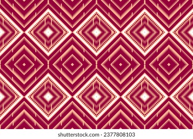 Ikat tribal Indian seamless pattern. Ethnic Aztec fabric carpet ornament native boho chevron white brown textile.Geometric African American oriental tranditional vector illustrations. Embroidery style