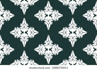 Patrón indio sin fisuras de la tribu Ikat. Alfombra de tela azteca étnica mandala adorno nado boho chevron nativo textil.Geométricas ilustraciones de vector oriental oriental de afroamericanos transdérmicos. Estilo bordado.