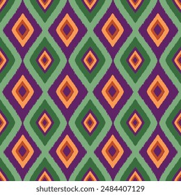 Ikat tribal Indian seamless pattern ethnic aztec fabric carpet mandala ornament native boho motif tribal textile geometric african american oriental tranditional vector illustrations embroidery styles