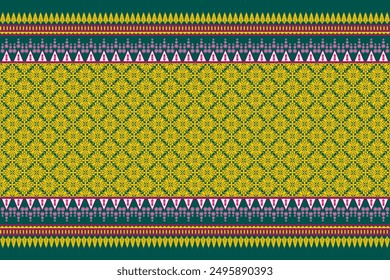 Ikat tribal Indian seamless pattern Ethnic Aztec fabric carpet ornament native boho tribal textile Geometric African American oriental tranditional vector illustrations Embroidery style motif.