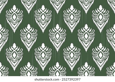 Ikat tribal Indian seamless pattern.Embroidery style. Ethnic Aztec fabric carpet mandala ornament native boho chevron textile.Geometric African American oriental tranditional vector illustrations.