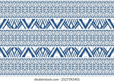 Ikat tribal Indian seamless pattern.Embroidery style. Ethnic Aztec fabric carpet mandala ornament native boho chevron textile.Geometric African American oriental tranditional vector illustrations.