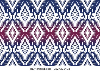 Ikat tribal Indian seamless pattern.Embroidery style. Ethnic Aztec fabric carpet mandala ornament native boho chevron textile.Geometric African American oriental tranditional vector illustrations.