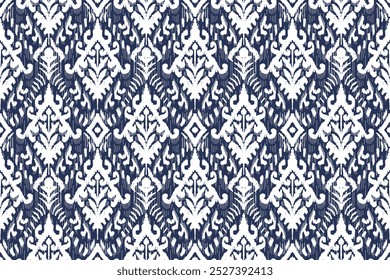 Ikat tribal Indian seamless pattern.Embroidery style. Ethnic Aztec fabric carpet mandala ornament native boho chevron textile.Geometric African American oriental tranditional vector illustrations.