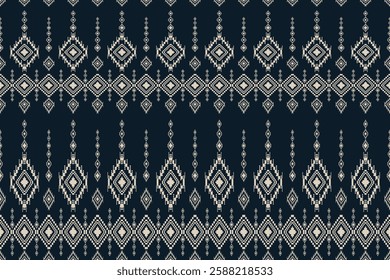 Ikat tribal Indian seamless pattern.Ethnic Aztec fabric pixel style.Ornament native boho chevron textile.Geometric African American oriental traditional vector illustrations. Embroidery style.
