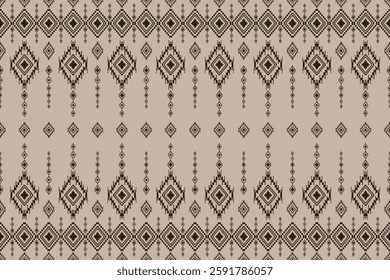 Ikat tribal Indian seamless pattern.Ethnic Aztec fabric pixel style.Ornament native boho chevron textile.Geometric African American oriental traditional vector illustrations. Embroidery style.