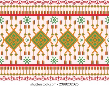 Ikat tribal pattern aztec art background black green yellow abstract symbols ethnic folk embroidery geometric shapes wallpaper background vector illustration print decorative design classical