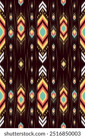 The Ikat tribal pattern combines traditional tribal motifs and is perfect for use in fashion, textile, home decor or graphic design projects that focus on incorporating tribal and cultural elements.