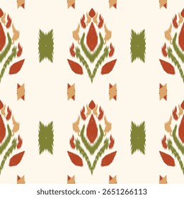 Ikat Tribal Seamless Pattern en Azul y Blanco.
 Patrón textil tribal Ikat sin costuras en azul y blanco tradicional. Perfecto para la tela, la moda, la decoración de interiores y proyectos de temática étnica.