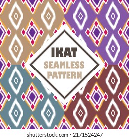 Ikat tribal seamless pattern Ethnic and boho textile.Geometric oriental illustrations. Embroidery style. background can be changed as desired. EP.3.Vintage ornament print. Great for fabric and textile