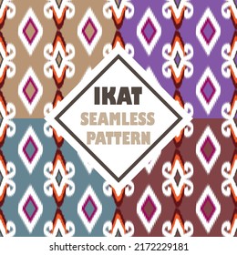 Patrón inquebrantable de la tribu Ikat Textil Étnico y boho. Ilustraciones orientales geométricas. Estilo bordado. se puede cambiar el fondo según se desee. EP.5.Huella de adorno vintage. Ideal para tejidos y textiles