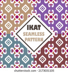 Patrón inquebrantable de la tribu Ikat Textil Étnico y boho. Ilustraciones orientales geométricas. Estilo bordado. se puede cambiar el fondo según se desee. EP.10.Huella de adorno vintage. Excelente para tela 