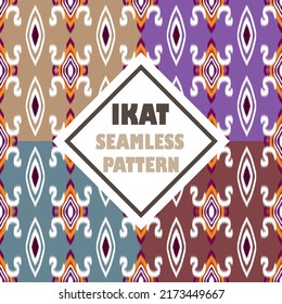 Patrón inquebrantable de la tribu Ikat Textil Étnico y boho. Ilustraciones orientales geométricas. Estilo bordado. se puede cambiar el fondo según se desee. EP.7.Huella de adorno vintage. Ideal para tejidos y textiles