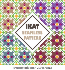 Ikat tribal seamless pattern Ethnic and boho textile.Geometric oriental illustrations. Embroidery style. background can be changed as desired. EP.14.Vintage ornament print. Great for fabric 