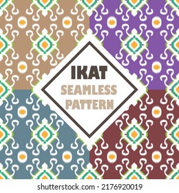 Ikat tribal seamless pattern Ethnic and boho textile.Geometric oriental illustrations. Embroidery style. background can be changed as desired. EP.22.Vintage ornament print. Great for fabric 