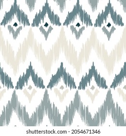 Ikat tye die boho vintage pattern seamless repeat vintage decor textile design organic hand made batik modern and trendy boho blue grey 