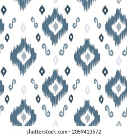Ikat tye die boho vintage pattern seamless repeat vintage decor textile design organic hand made batik modern and trendy boho grey blue