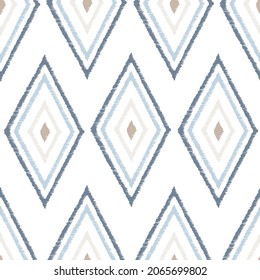 Ikat tye die boho vintage pattern seamless repeat vintage decor textile design organic hand made batik modern and trendy boho print blue brown white light 