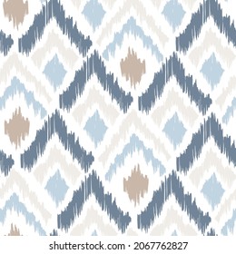 Ikat tye die boho vintage pattern seamless repeat vintage decor textile design organic hand made batik modern and trendy boho print blue brown white light 