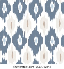 Ikat tye die boho vintage pattern seamless repeat vintage decor textile design organic hand made batik modern and trendy boho print blue brown white light 
