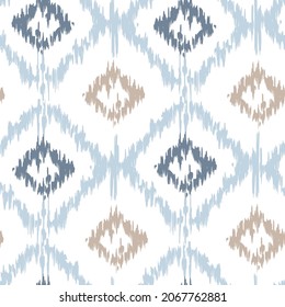 Ikat tye die boho vintage pattern seamless repeat vintage decor textile design organic hand made batik modern and trendy boho print blue brown white light 