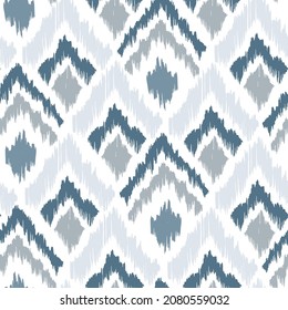 Ikat tye die boho vintage pattern seamless repeat vintage decor textile design organic hand made batik modern and trendy boho print blue grey white