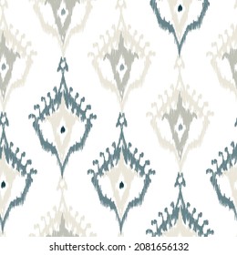 Ikat tye die boho vintage pattern seamless repeat vintage decor textile design organic hand made batik modern and trendy boho print blue grey 