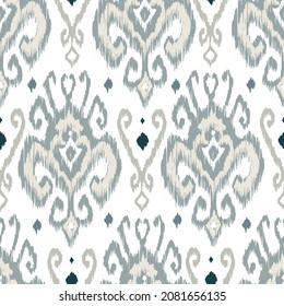 Ikat tye die boho vintage pattern seamless repeat vintage decor textile design organic hand made batik modern and trendy boho print blue grey 