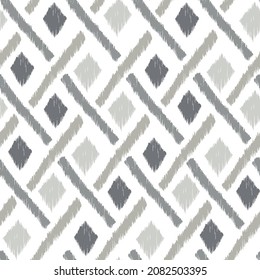 Ikat tye die boho vintage pattern seamless repeat vintage decor textile design organic hand made batik modern and trendy boho print grey light