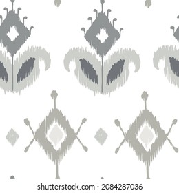 Ikat tye die boho vintage pattern seamless repeat vintage decor textile fabric design organic hand made batik modern and trendy boho print grey light 