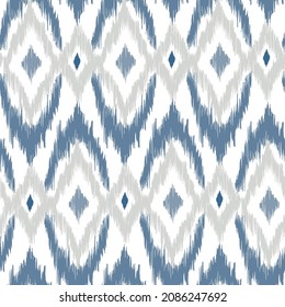 Ikat tye die boho vintage pattern seamless repeat vintage decor textile design organic hand made batik modern and trendy boho print blue grey