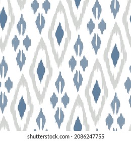 Ikat tye die boho vintage pattern seamless repeat vintage decor textile design organic hand made batik modern and trendy boho print blue grey